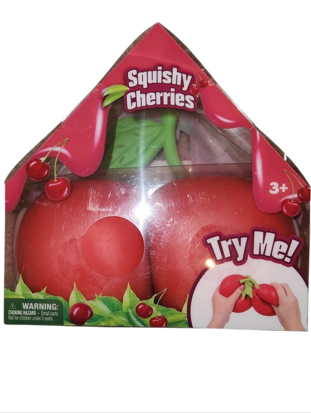 NEW Sunny Days Viral Squeezy Red Cherries Green Stem/Leaf Topper Squishy Fidget